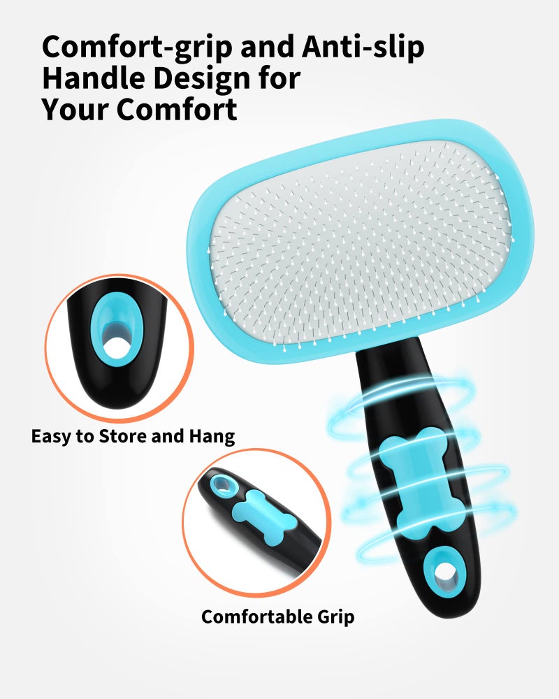 Glendan Dog Brush & Cat Brush- Slicker Pet Grooming Brush- Shedding Grooming Tools(Blue) - Image 4